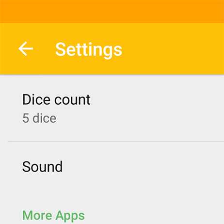 Dice App settings